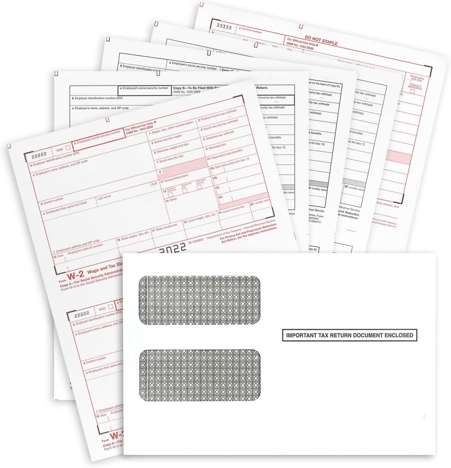 W2 Forms 2022, 4 Part Tax Forms, Set Of 50 With Self Seal Envelopes Laser Ink/Jet Forms For Quickbooks And Accounting Software for Walmart.com W2 Forms