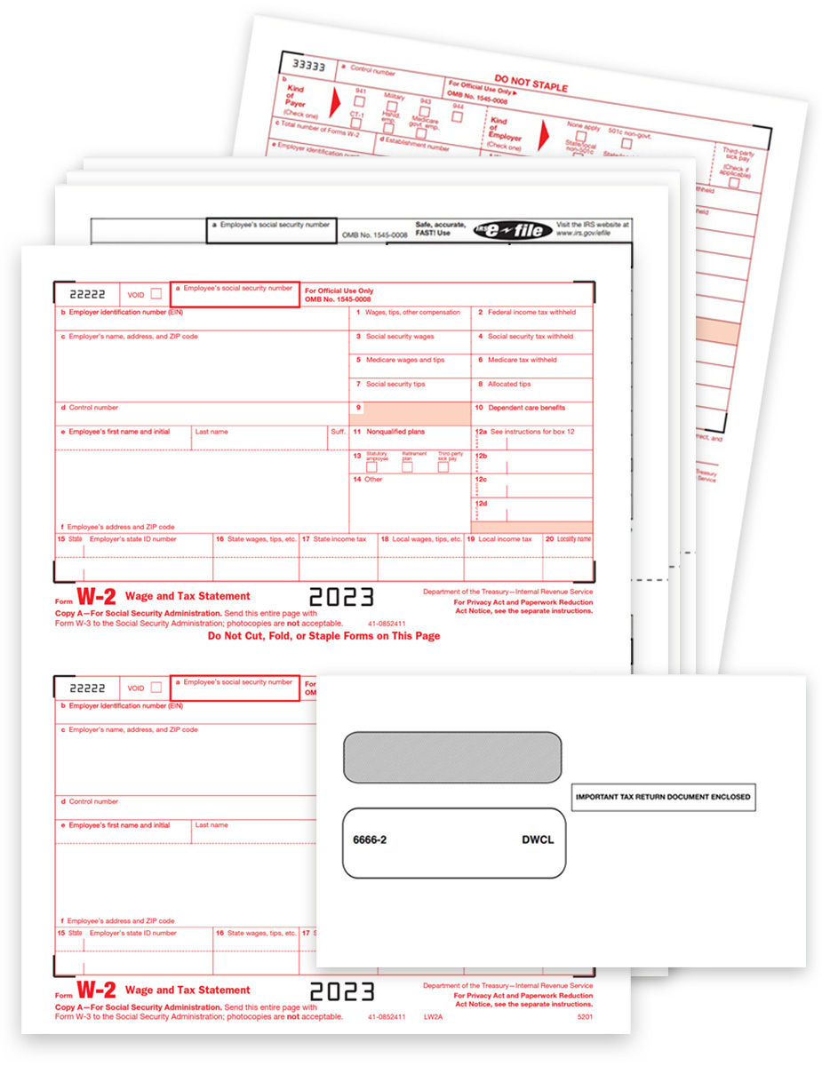 W2 Forms &amp;amp; Envelopes Set, Official Irs Forms - Discount Tax Forms with Former Chase Employee W2