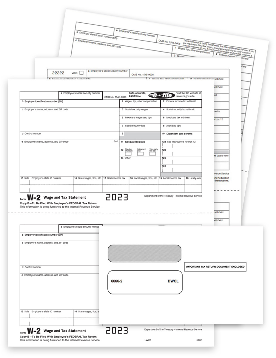 W2 Tax Form &amp;amp; Envelope Sets For Efilers 5-Part - Discount Tax Forms in 2023 W2 Form Changes