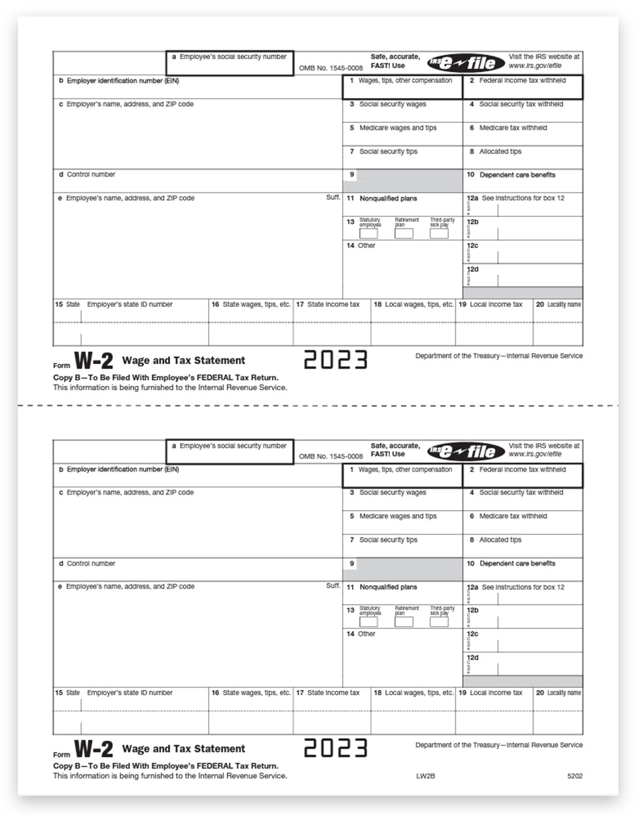 W2 Tax Forms Copy B For Employee - Discounttaxforms for Copies Of W2 Forms