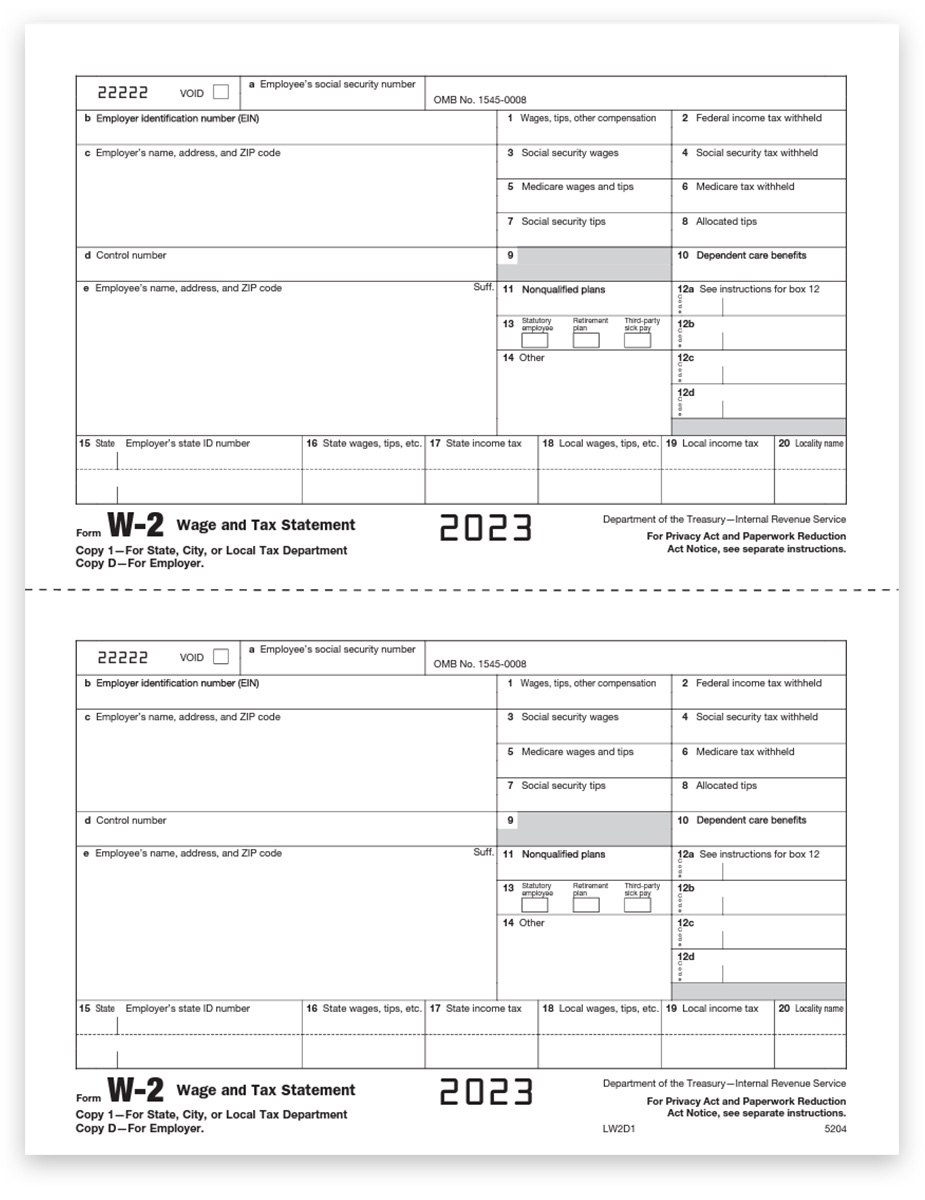 W2 Tax Forms Copy D &amp;amp; 1 For Employer State &amp;amp; File - Discounttaxforms inside Copies Of W2 Forms