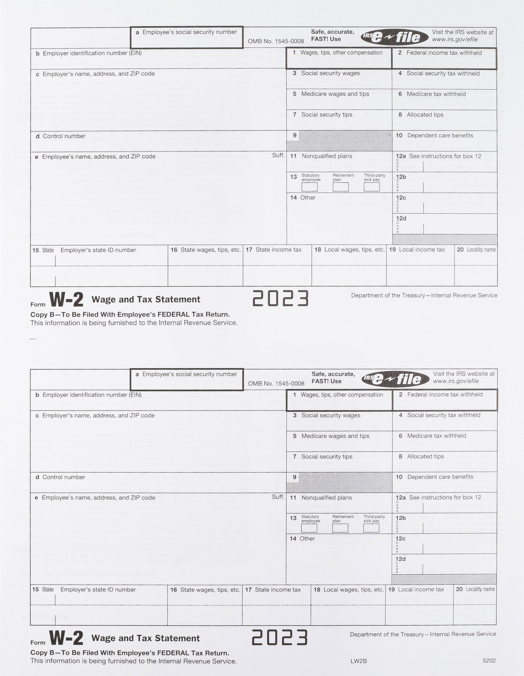 Amazon : W2 Tax Forms For 2023 4 Part, Irs-Compatible W2 Forms with regard to Amazon W2 Forms